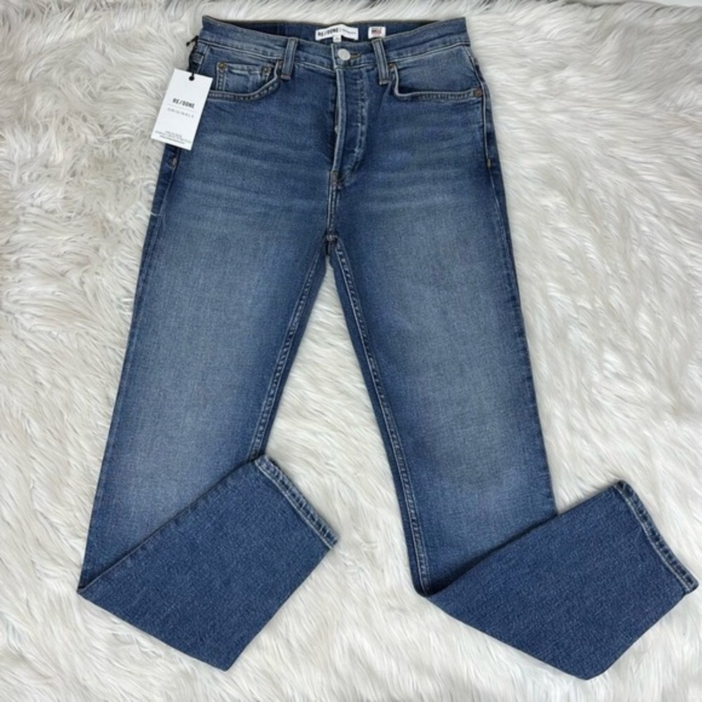 RE/DONE‎ Originals High Rise Ankle Crop Stretch Jeans Mid 70s Wash Size 26 NWT